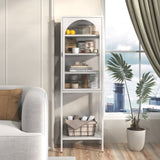 Metal Glass Door Display Storage Cabinet - 5-Tier Cube Bookshelf Storage Cabinet with 3 Adjustable W2735P186328