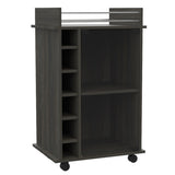 Dukat Bar Cart,Two Shelves, Six Built-in Wine Rack, Four Casters -Espresso B20091847