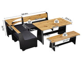 Dining Table Set with Corner Nook Bench, 59.1" L x 46.1" W x 30.7" H, Melamine MDF & PU Upholstery, 99482051