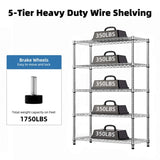 Steel Storage Shelving 5-Tier Utility Shelving Unit Steel Organizer Wire Rack for T3651P341040