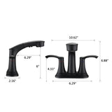 Bathroom Faucet with Pull Out Sprayer, 2 Handle 4 Inch Faucet Utility Sink Faucet, Matte Black W122470435