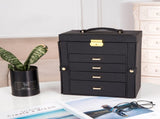 Synthetic Leather Huge Jewelry Box Mirrored Watch Organizer Necklace Ring Earring Storage Lockable 27866558