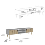 Toka TV Rack with 2 Hinged Doors and Central Shelves, White/Macadamia B097P167454
