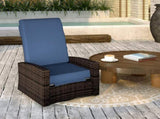 Outsunny Reclining Rattan 360&deg Swivel Chair Cushioned Recliner, Dark Blue W2225P485593