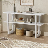 TREXM Retro Elegant Console Table with Marble-Effect Top and Versatile Storage Solutions for N715P196906K