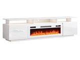 White Fireplace TV Stand, 177.8*35*60.5cm, Embossed Particle Board with Melamine Foil, High Gloss 69238826