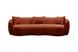 Mid Century Modern Curved Sofa, Boucle Fabric Couch for Bedroom, Office, Apartment, Orange W876102841
