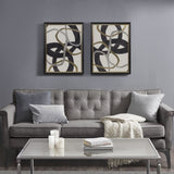 Gold Foil Abstract 2-piece Framed Canvas Wall Art Set B03598857
