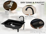 Dark Brown Outdoor Potting Bench with Storage Cabinet,Sink and Faucet ,Hooks 94600135