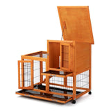 ZNTS Detachable Rabbit Hutch with Removable Tray and Rolling Casters, Orange W2181P190616