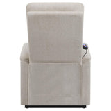 Beige Upholstered Power Lift Recliner with Storage Pocket B062P145449