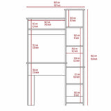 ZNTS White 6-Shelf Writing Desk with Built-in Bookcase B06280293