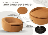 Winnie Modern Teddy Fabric Barrel Chair, 360&deg Swivel, Yellow T2574P281445