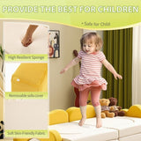 12-Piece Modular Kids Sofa Set All-Sponge Construction Yellow & White Colorblock Corduroy Free 86745873