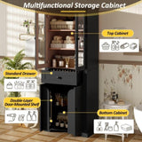 67.57" Tall Bathroom Storage Cabinet with Tempered Glass Doors, Adjustable Shelves & Drawer Modern N729P310006B