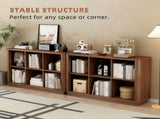 6 Cube Storage Bookcase, 40" Wide Low Horizontal Book Shelf with Curved Edge, Wood Floor Standing W2641P460042