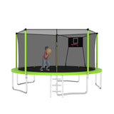 14FT Trampoline for Kids and Adults with Net, Outdoor Recreational Trampolines for Family W1163120242