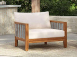 Outdoor Unique Tub Design Armchair Woven Rope, Patio Furniture Acacia Wood Chair, Deep Seating N780P245859G