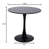 Black Round Table, Modern Dining Table, MDF Top and Steel Base Tulip Round Kitchen Table, Mid W2641P212234