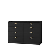 8 Drawer Double Dresser for Bedroom with LED, Modern Dressers Chest of Drawers with Fluted Panel, W1321P201215