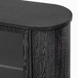 TREXM Farmhouse Sideboard Cabinet with Storage, Wood Buffet Cabinet with Glass Doors and Adjustable N715P264923B