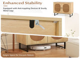 Natural PE Rattan Buffet Cabinet with 3-Level Adjustable Shelf, Boho Style & Soft-Close Hinges 77001885