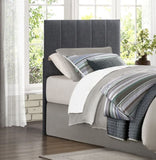 1pc Twin Headboard Gray Fabric Upholstery Padded Vertical Channel Tufted B011P210113