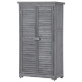 ZNTS Wooden Garden Shed 3-tier Patio Storage Cabinet Outdoor Organizeren Lockers with Fir 02399608