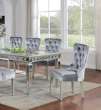 Glam Dark Gray Flannelette 2pcs Side Chairs Acrylic Tufted Upholstered Dining Chairs Wingback Design B2741P306177