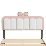 ZNTS Full size Velvet Princess Bed With bow-knot Headboard,Full Size Platform Bed with Headboard and WF315549AAH