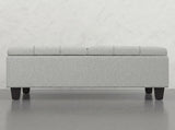 Redmont 36 inch Wide Transitional Coffee Table Storage Ottoman in Light Stone Grey Linen Look Fabric B2732P605434