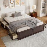 Wood Queen Size Platform Bed Frame with 6 Drawers, Espresso N709P241723P