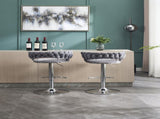 Set of 2 Bar Stools,with Chrome Footrest and Base Swivel Height Adjustable Mechanical Lifting Velvet W1249P247730