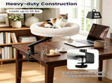 White ClampOn Desk Cat Bed Perch, 360&deg Rotatable Elevated Cat Bed with Removable Faux Fur Cover & 81780125