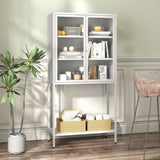 59"H Heavy Duty Metal Storage Cabinet, Display Storage Cabinet with Glass Doors and 2 Adjustable W2735P186331