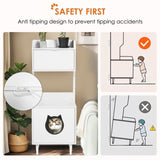 ZNTS Litter Box Enclosure with Shelves and Doors White Wooden Hidden Cat Litter Box Furniture Industrial W1687P170695