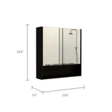 Jaspe Mirror Cabinet, Three Internal Shelves, One Open Shelf, Double Door Cabinet -Black B07091914