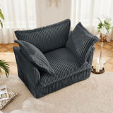 Slip-covered Armchair with 1 Big Back Cushion and 2 Big Toss Pillows, Single Deep Seat Comfy Single W3041P292344