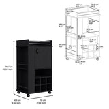 Bar Cart with 6 Built-in Wine Rack and Casters, Black B097120591