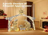 6ft Silver Roof 190LED Lights Nativity Scene Garden Jesus Decoration 74630382