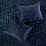 3 Piece Velvet Quilt Set Navy King/Cal King B03597472
