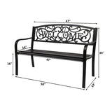 ZNTS 50" Outdoor Welcome Backrest Cast Iron Bench 27571420