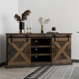 66 inch Corner TV Stand for TVs up to 80 inches, No Assembly Required, Barnwood Finish GL-B108P160160