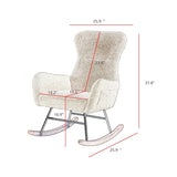 off white teddy fabric rocking chair W58872236