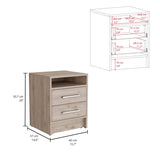Eter Nightstand , End Table, Side Table Superior Top, Two Drawers -Light Gray B20091862