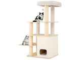 63" Wooden Cat Tree - 2-Story Condo with Bamboo Interior, 5 Sisal Scratching Posts, 44 lbs Per Layer 78450148