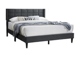 ZNTS Elegant Modern Charcoal Brushed Linen 1pc Queen Size Bed Upholstered Box Design Headboard Bedframe B011P238937