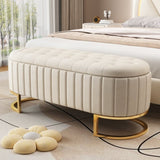 ZNTS Elegant Upholstered Velvet Storage Ottoman with Button-Tufted,Storage Bench with Metal Legs for N733P208522A