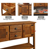 ZNTS 48'' Solid Wood Sideboard Console Table with 2 Drawers and Cabinets and Bottom Shelf, Retro Style W120270247