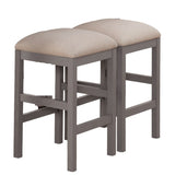 ZNTS Light Gray Set of 2pc Stools Kitchen Dining Room Furniture Beige Fabric Cushion Seat Chairs Stool B011P232973